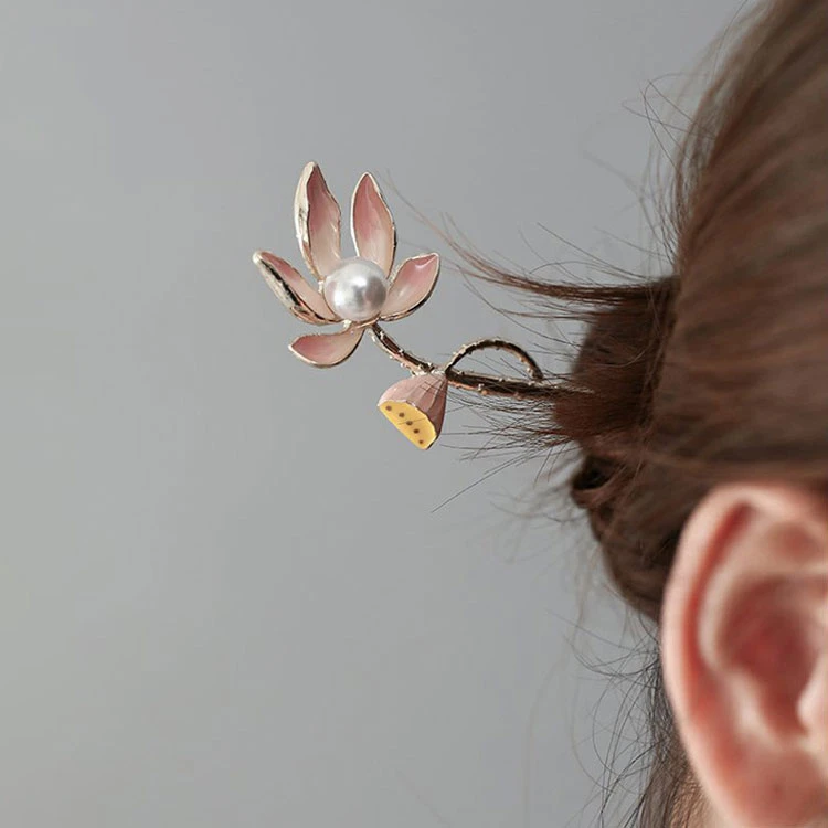 pearl lotus hanfu hairpin accessories