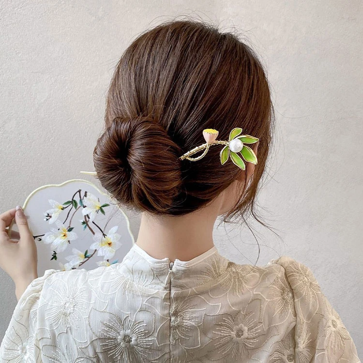 pearl lotus hanfu hairpin accessories