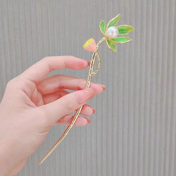 pearl lotus hanfu hairpin accessories