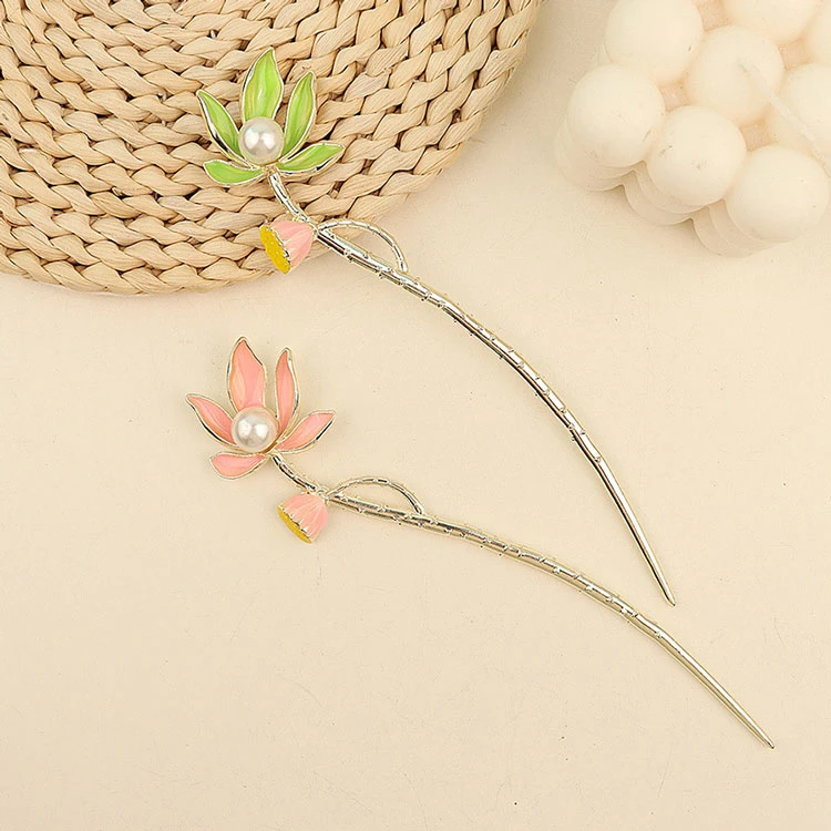 pearl lotus hanfu hairpin accessories