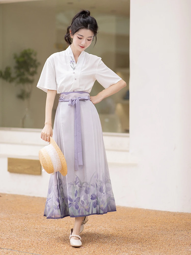 Modern Women Mamian Hanfu Dress Light Fashion Short Shirt