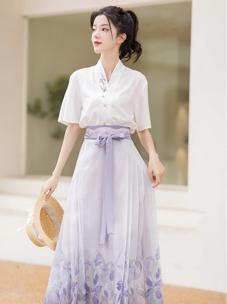 Modern Women Mamian Hanfu Dress Light Fashion Short Shirt