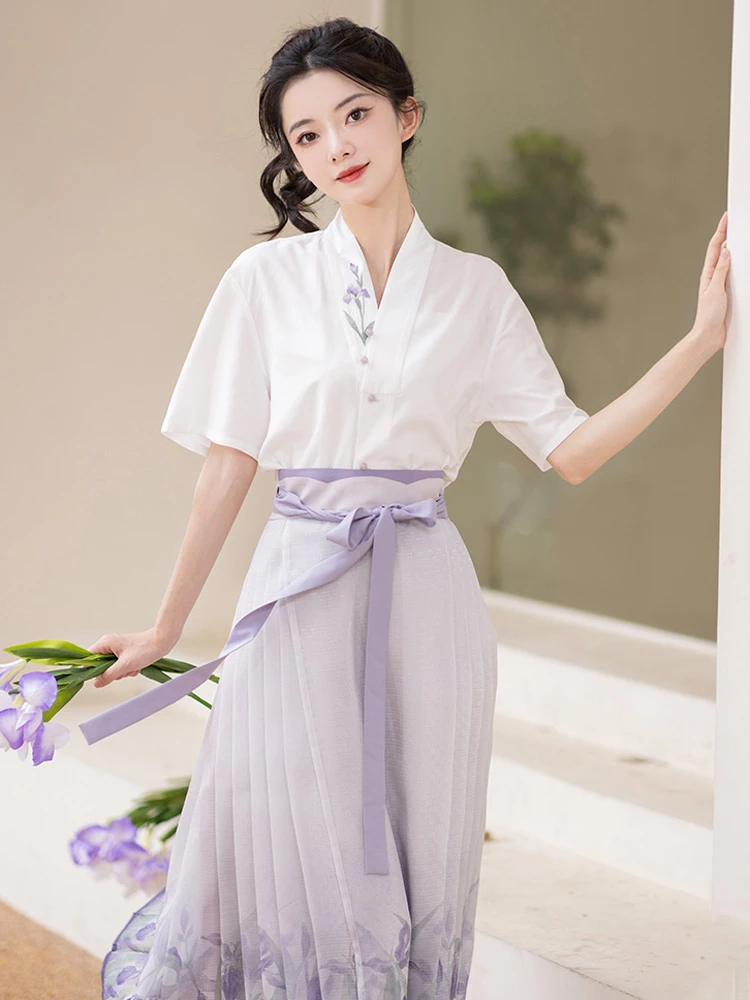 Modern Women Mamian Hanfu Dress Light Fashion Short Shirt