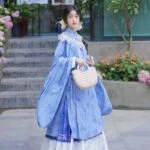 Women's Traditional Ming Dynasty Mamian Dress Blue Daily Hanfu