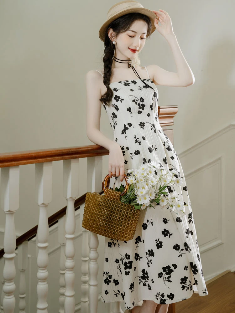 morning glory black Chinese dress