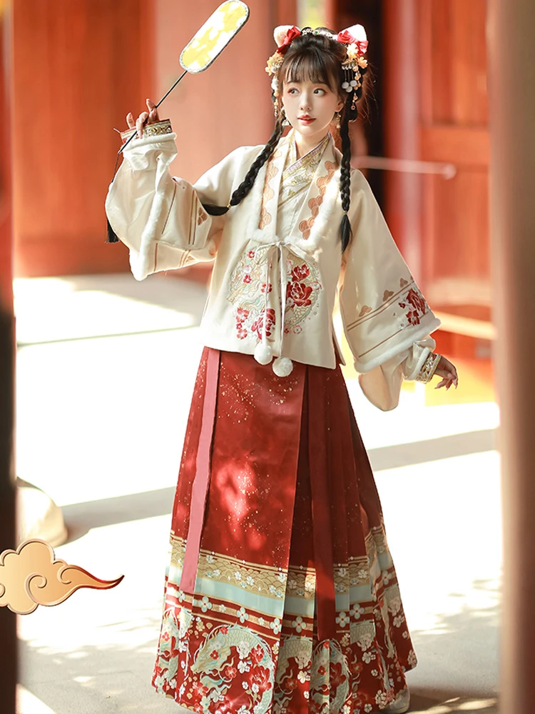 Winter Women Hanfu Ming Dynasty Aoqun Dress for New Year
