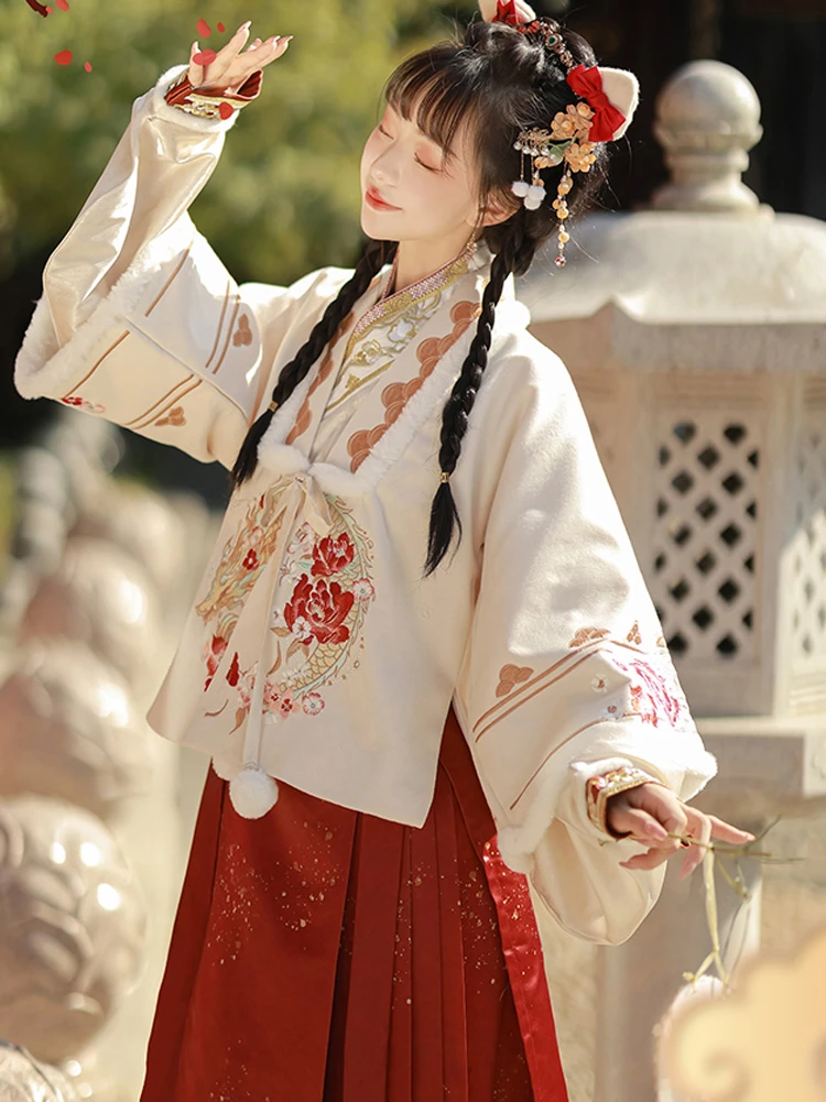 Winter Women Hanfu Ming Dynasty Aoqun Dress for New Year