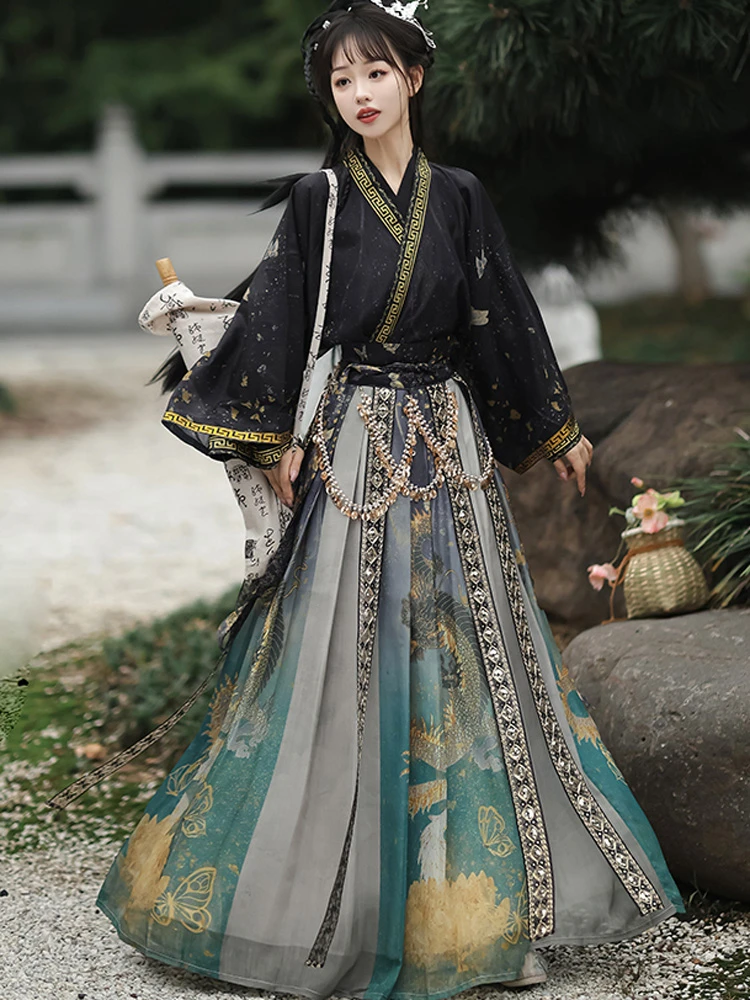 Autumn Women Qiyao Hanfu Wei Jin Martial Arts Style