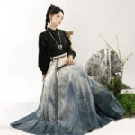 Modern Hanfu Suit Calligraphy Fashion Horse Face Skirt
