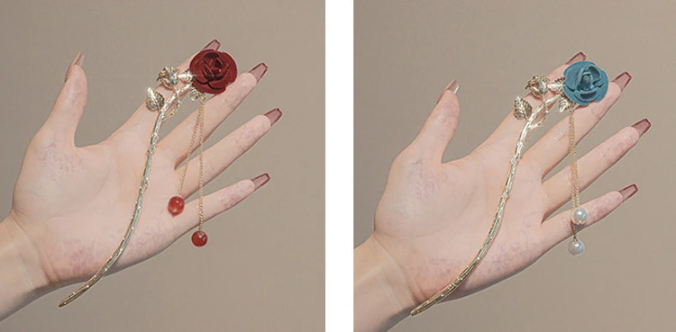 Rose Hairpin Delicate Tassel Vintage Hanfu Hair Accessories