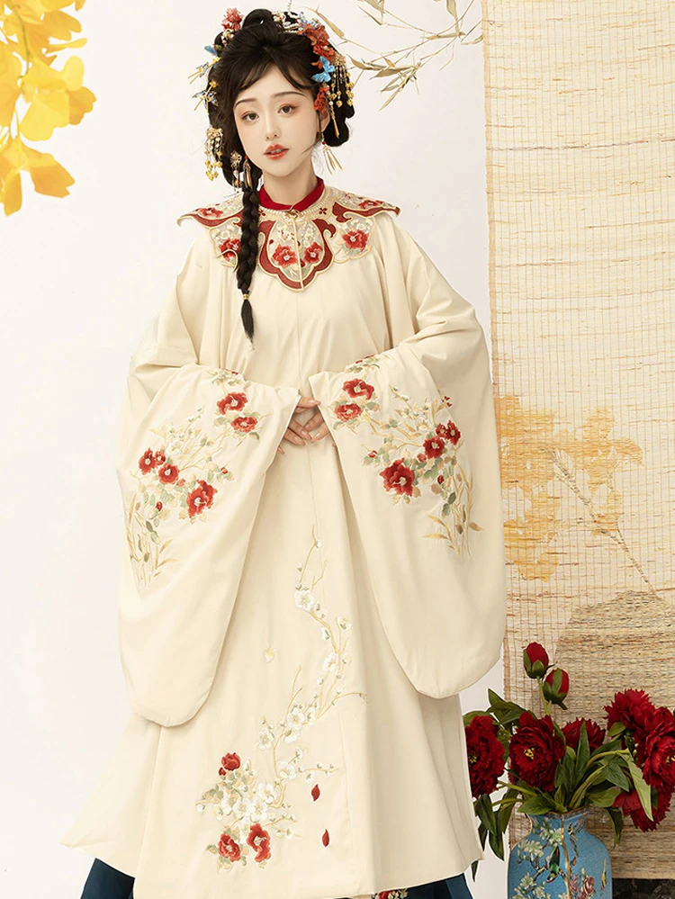 Traditional Ming Dynasty Hanfu Slant Lapel Shirt Embroidered Mamian ...