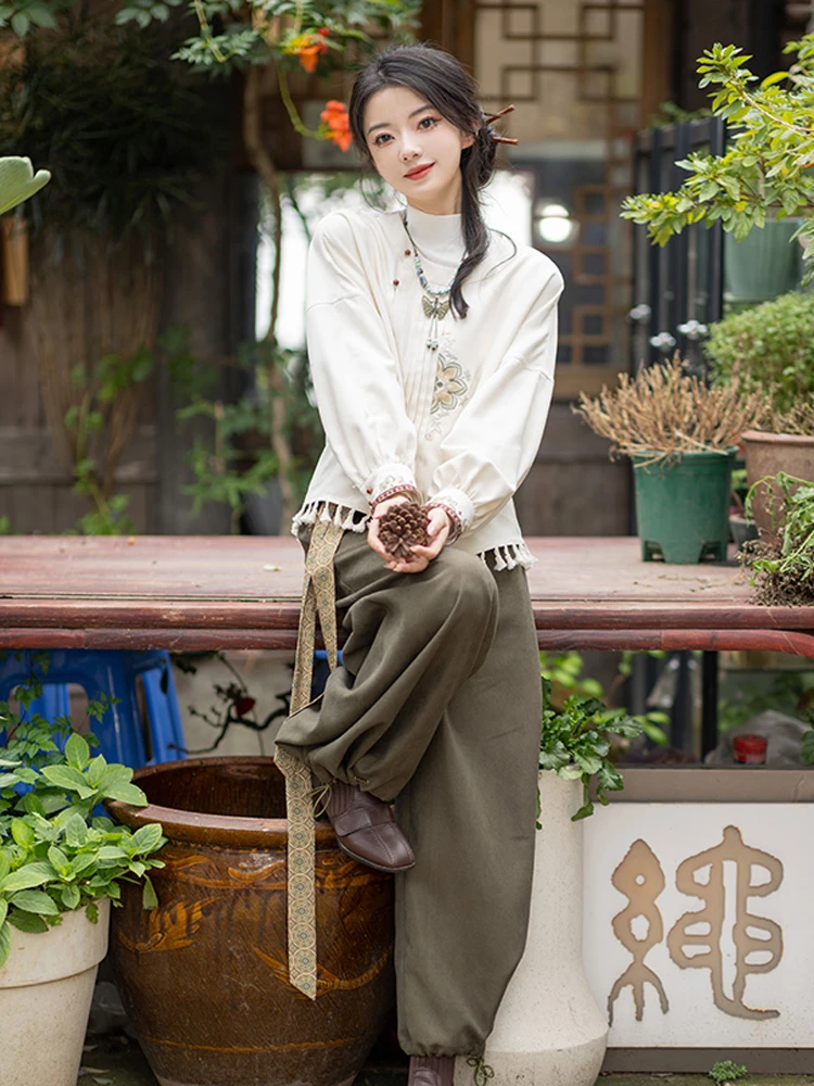 Fashion Hanfu Women Autumn Daily Song Pants Set