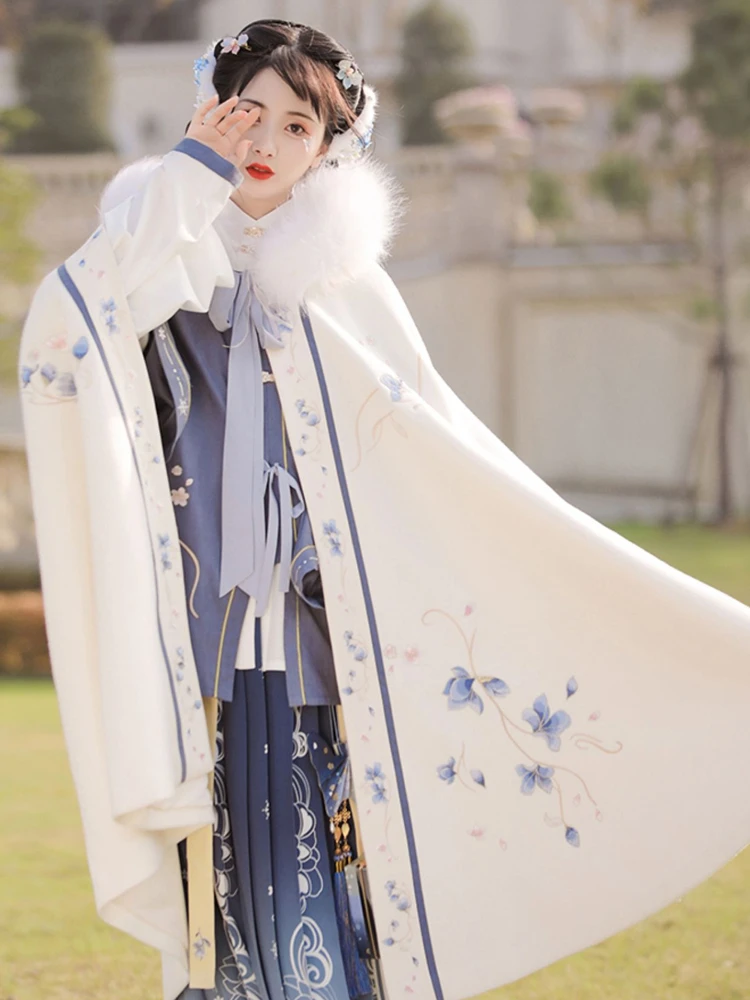 Hanfu Cloak Winter Women Long Thick Cape