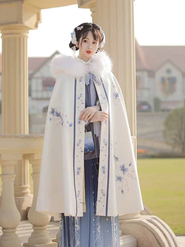 Hanfu Cloak Winter Women Long Thick Cape