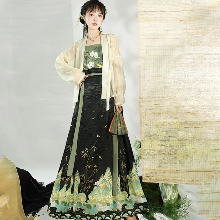 Summer Ming Dynasty Women Horse Face Dress Skirt Fresh Hanfu Series ...