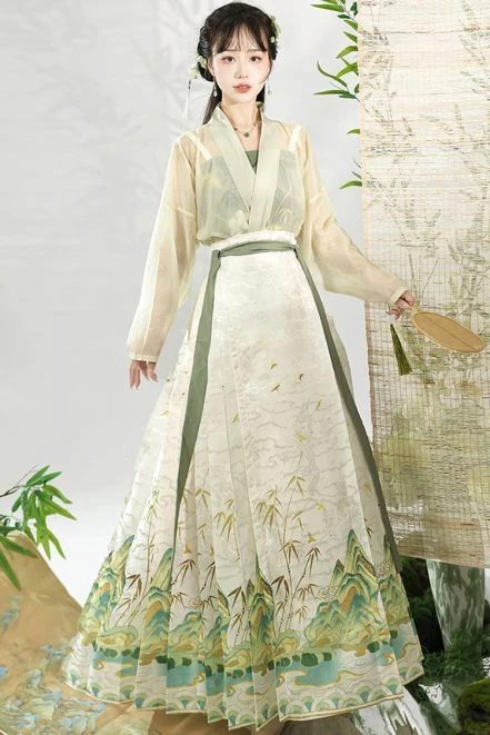 Summer Ming Dynasty Women Horse Face Dress Skirt Fresh Hanfu Series ...