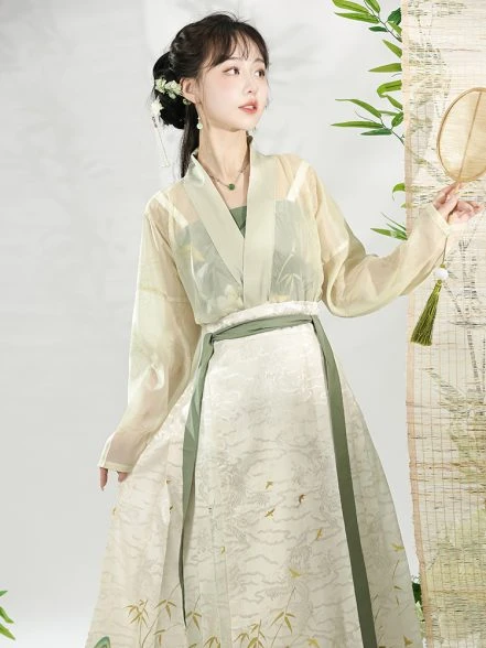Summer Ming Dynasty Women Horse Face Dress Skirt Fresh Hanfu Series ...