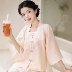 Summer Pink Hanfu Set Ming Short Ma Mian Skirt
