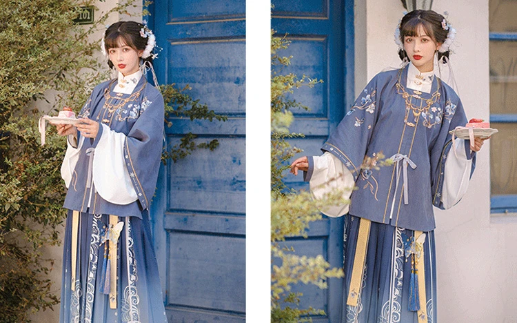 Winter Women Ming Dynasty Qiyao Hanfu Vintage Fairy Set