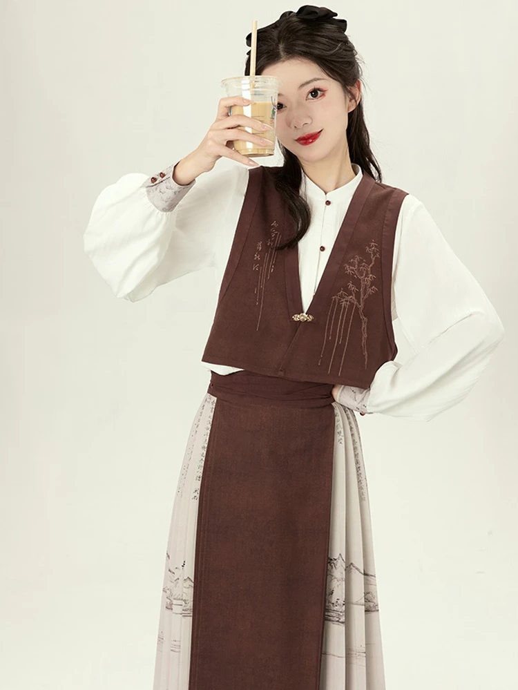 Women Tang Dynasty Winter Hanfu Mamian Skirt Classical Style