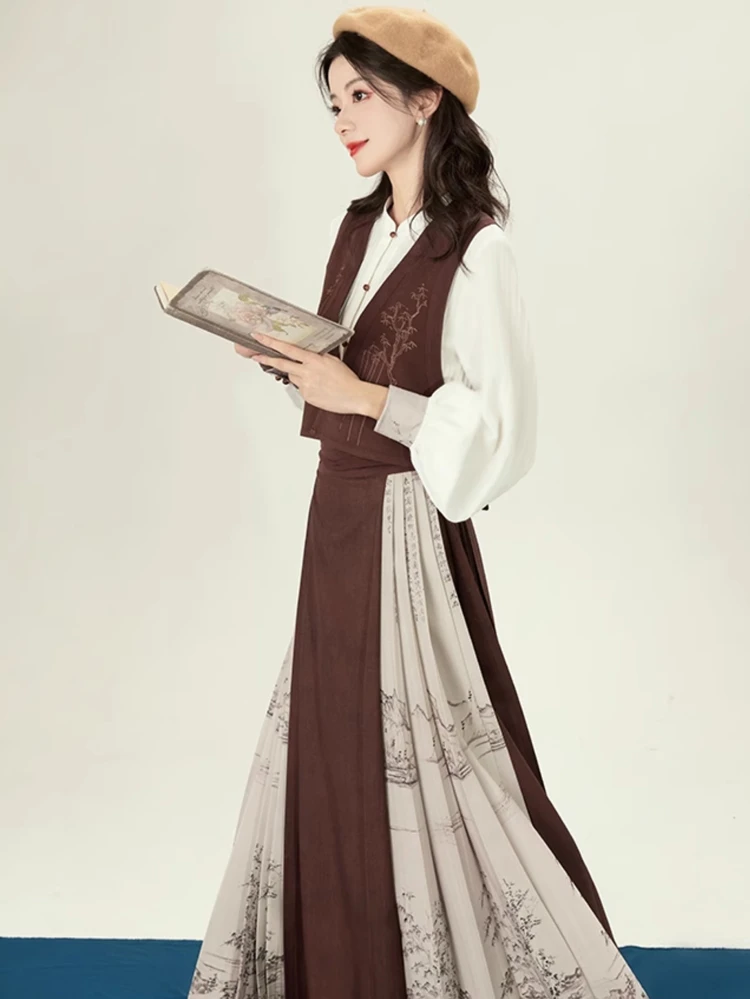 Women Tang Dynasty Winter Hanfu Mamian Skirt Classical Style