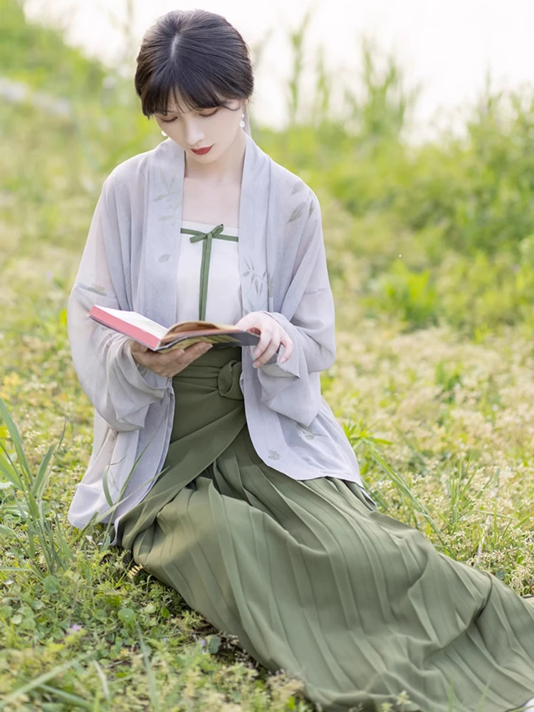 Spring Women Hanfu Song Dynasty Green Casual Costume
