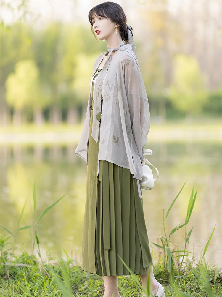 Spring Women Hanfu Song Dynasty Green Casual Costume