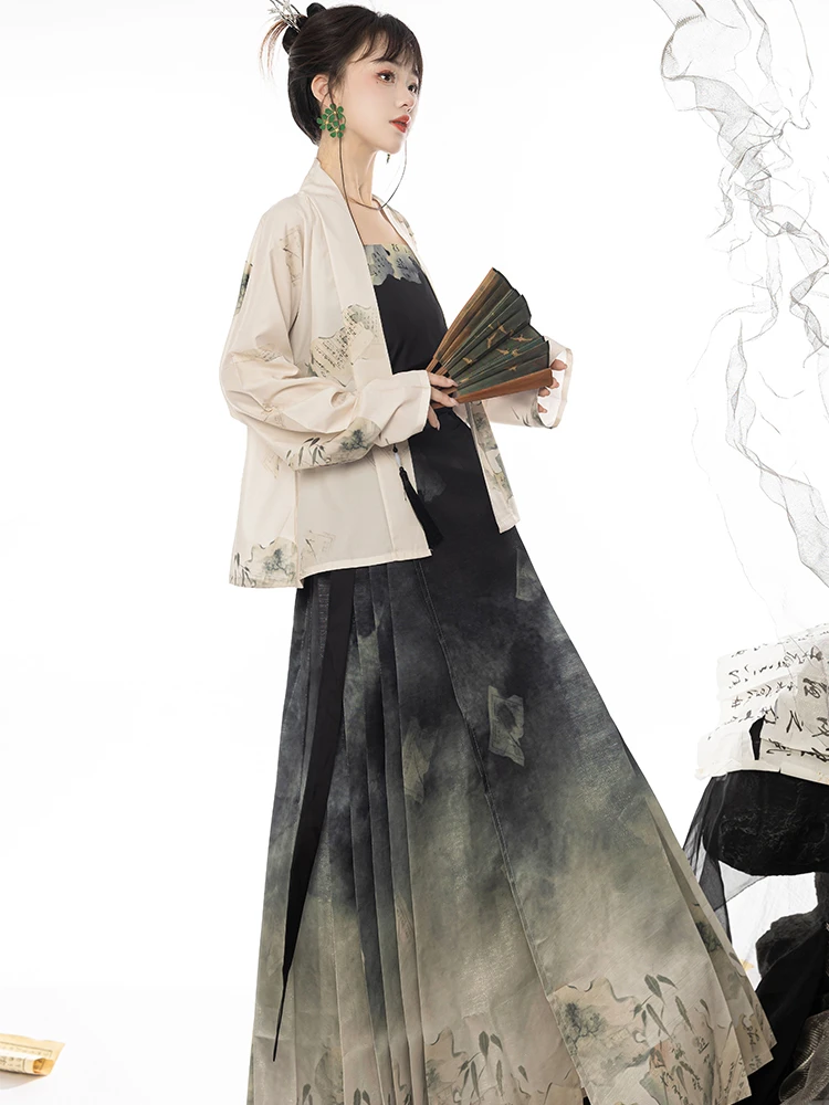 Stylish Chinese Fashion Women's Casual Hanfu Daily Mamian Skirt