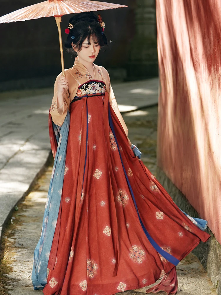 Tang Dynasty Hanfu Women Qixiong Shanqun Spring Fairy Spirit Dress for Princess