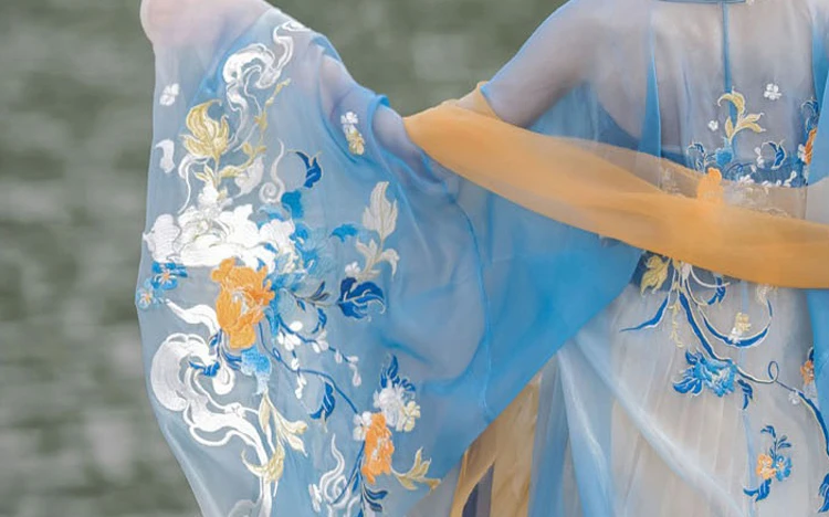 Tang Women Hanfu Summer Blue Hezi Dresses