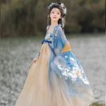 Tang Women Hanfu Summer Blue Hezi Dresses