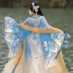 Tang Women Hanfu Summer Blue Hezi Dresses