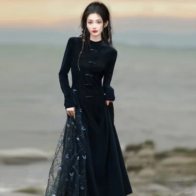 Women Vintage Dresses Long Sleeve New Oriental Style