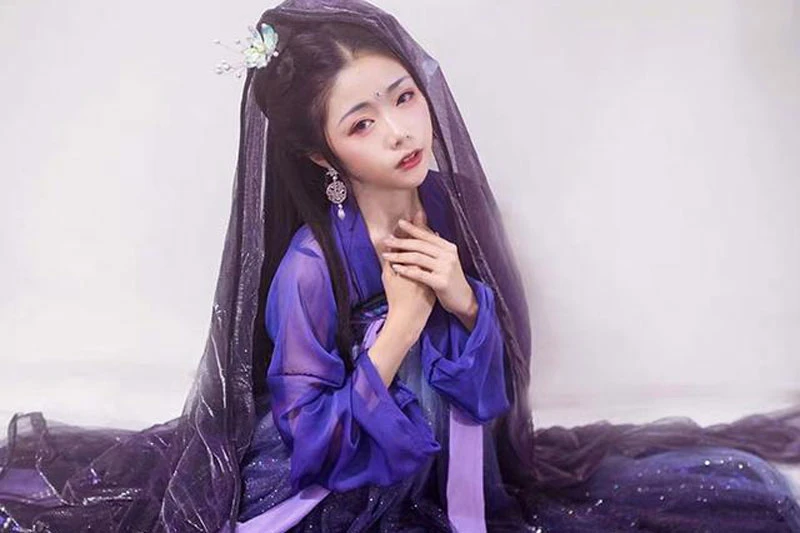 The Royal Elegance of Purple Hanfu Dress