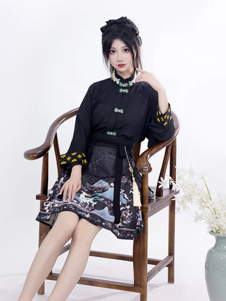 Modern Casual Ladies Hanfu Spring Short Mamian Skirt