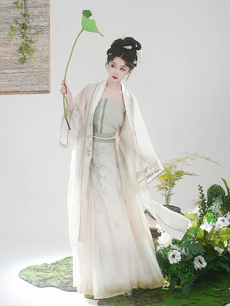 Spring New Women Hanfu Song Dynasty Elegant Dress Pear Flower