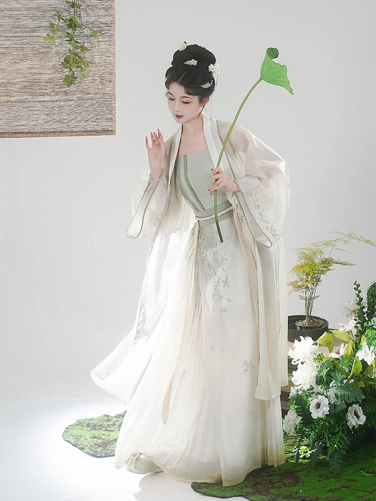 Spring New Women Hanfu Song Dynasty Elegant Dress Pear Flower