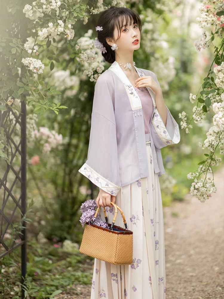 Women Spring Purple Hanfu Cute Song Dynasty Costume