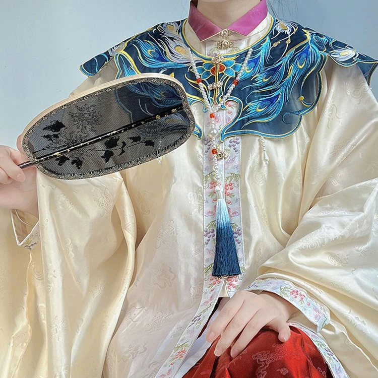 Cloud Shoulder Ming Style Embroidery Peacock Handmade Hanfu Yunjian Accessories