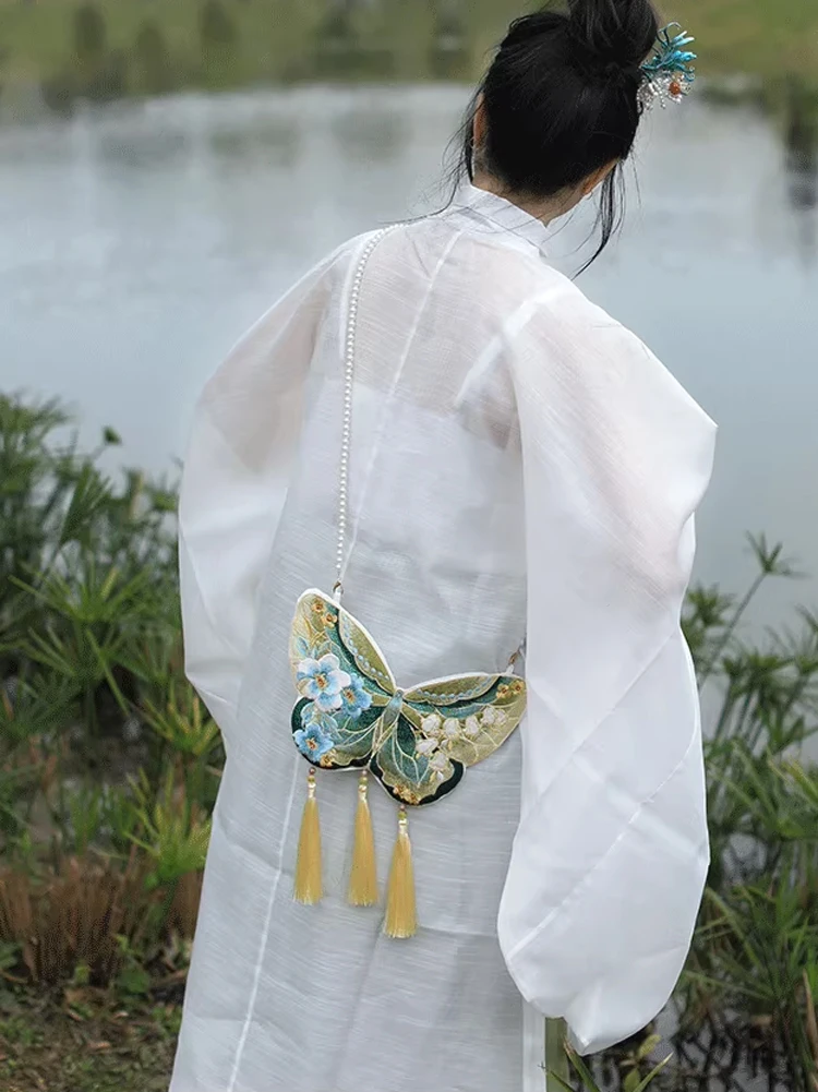 Hanfu Bag Ancient Style Embroidery Double Sided Heterochromatic Crossbody Bag Accessories