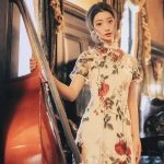 Spring Ladies Cheongsam Rose Embroidery Vintage Qipao Dress