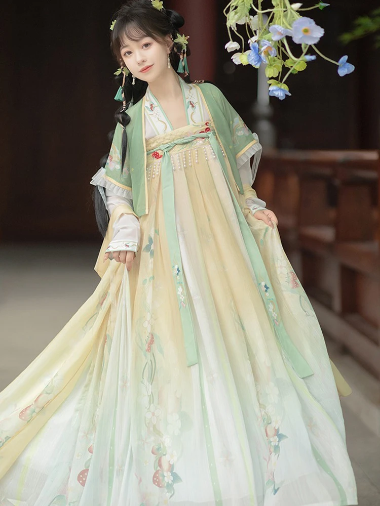Women Tang Dynasty Hanfu Qixiong Shanqun Summer Cute Fairy Skirt