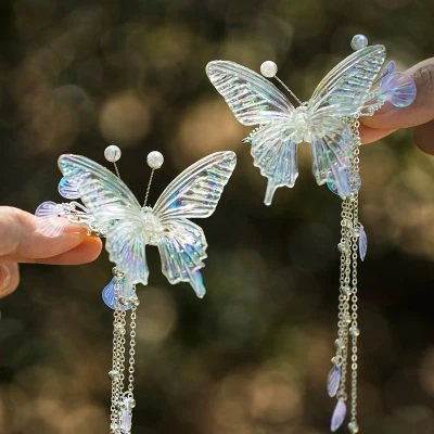 Butterfly Hair Clip Tassel Fairy Hanfu Headdress Accessories