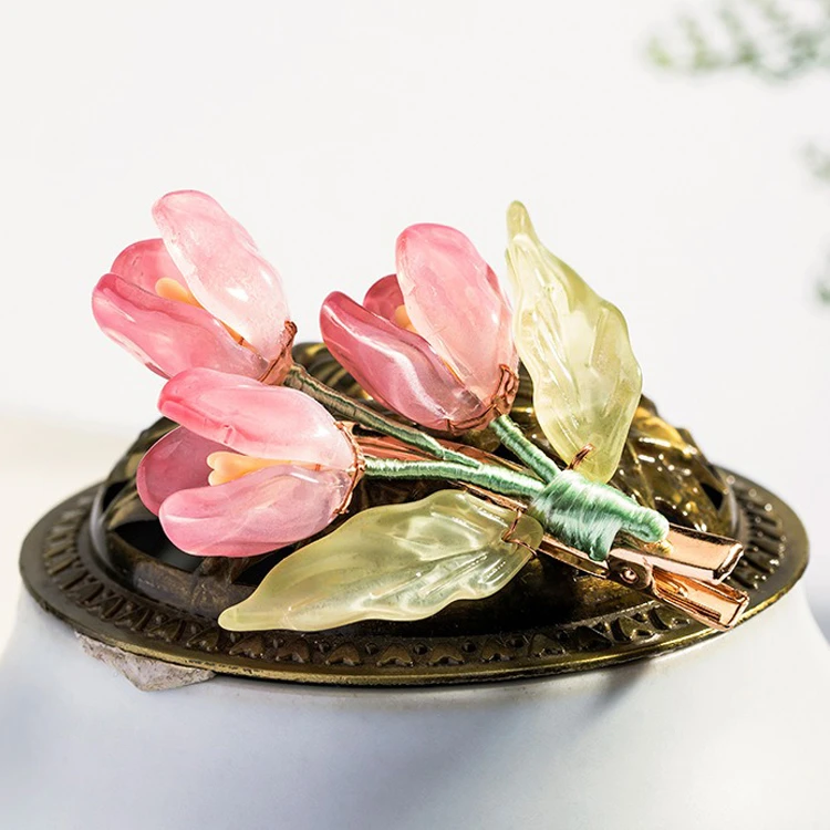 Hanfu Hair Clips Ladies Tulip Side Clips Elegant Accessories