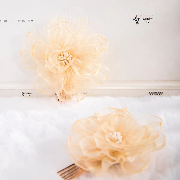 Yarn Hair Comb Flower Ancient Style Hanfu Hair Accessories