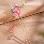 Hanfu Hairpin Ladies Pink Tassel Buyao Cheongsam Headpiece