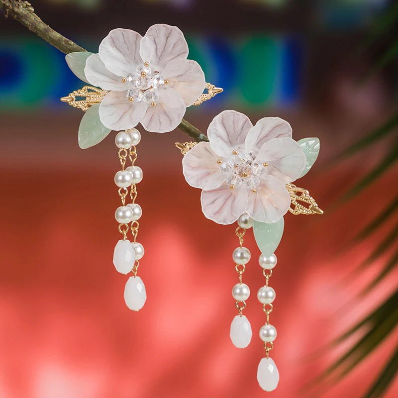 Hanfu Peach Blossom Hair Clip Tassel Children's Headdresses