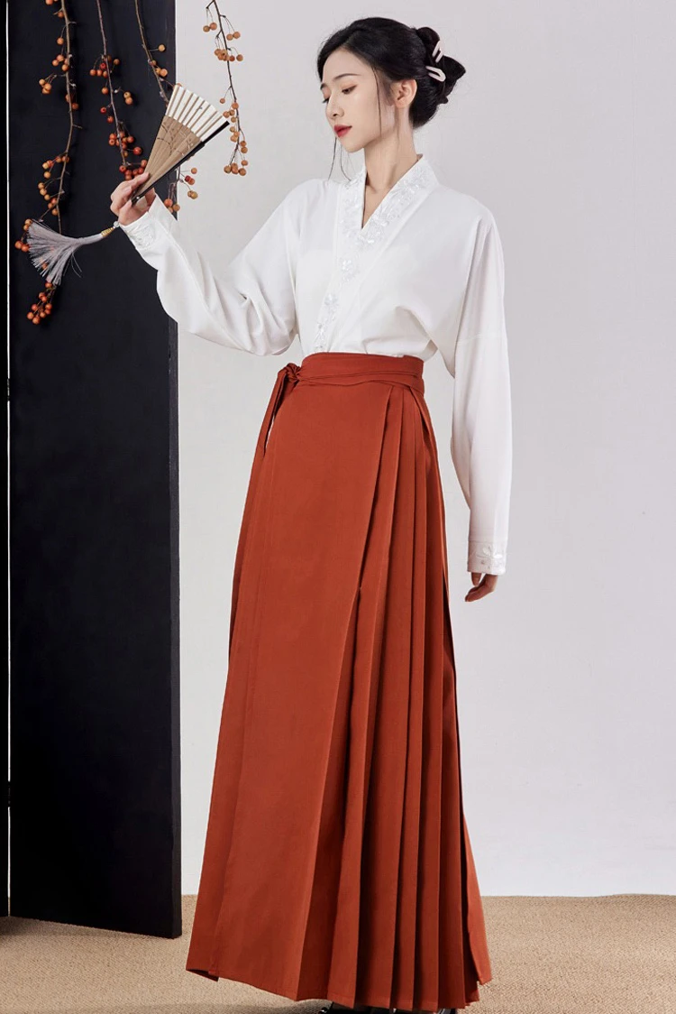 Ming Dynasty Ladies Hanfu Solid Color Daily Commuter Suit Improved Traditional Clothing