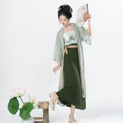 Song Ladies Hanfu Summer Thin Green Fashionable Clothing