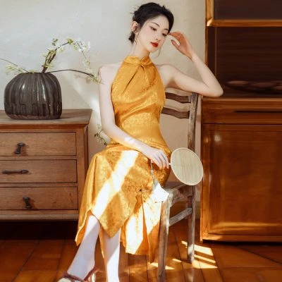Women's Fashion Cheongsam Long Modified Dresses for Summer Day